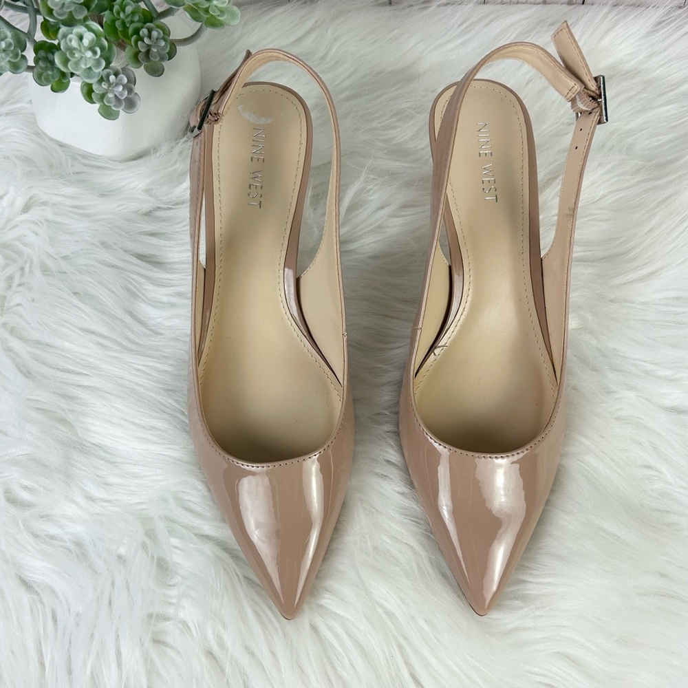 NWOT Nine West Nude Slingback Heels 7.5 - Picture 3 of 6